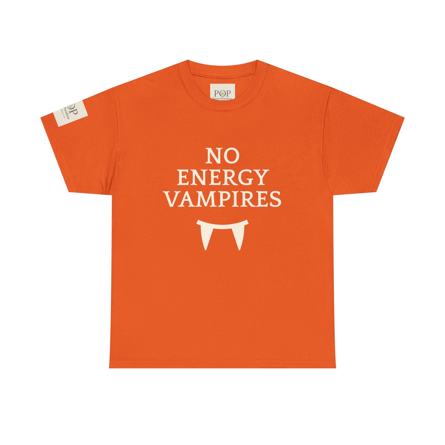 No Energy Vampires Unisex Heavy Cotton Tee, Fun Graphic Tee, Halloween Humor Shirt, Unique Gift, Casual Wear, Quirky T-Shirt